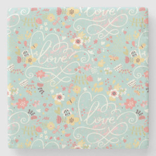 Modern Bright Romantic Pattern Stone Coaster