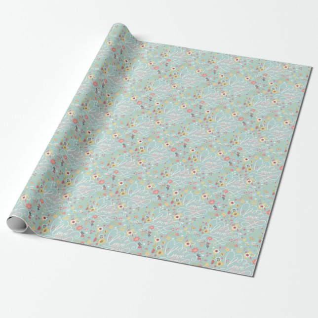 Modern Bright Romantic Pattern Wrapping Paper (Unrolled)