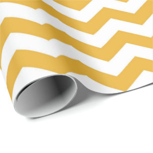 Modern, bright sunny yellow, white chevron wrapping paper
