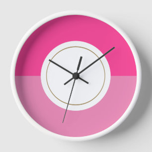 Modern Bright Two Tone Pink Rim Centre Circle Clock