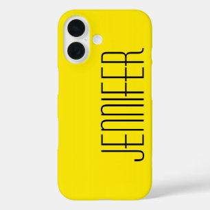 Modern, Bright Warm Yellow, Personalised Big Name iPhone 16 Case