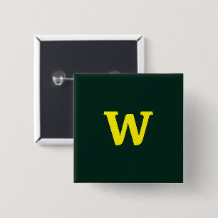 Modern bright yellow initial lettering 15 cm square badge