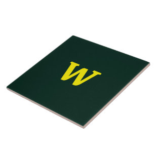 Modern bright yellow initial lettering ceramic tile
