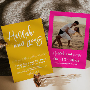 Modern Bright Yellow Photo Wedding Invitation