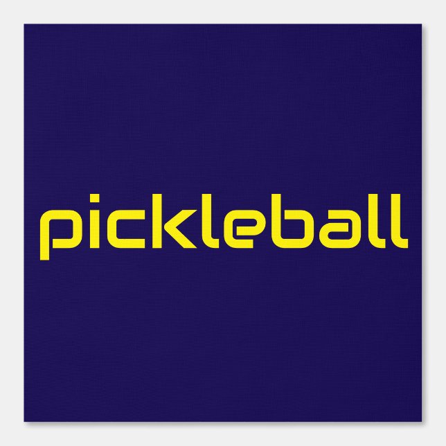 Modern Bright Yellow PICKLEBALL Text On Navy Blue Wallpaper (Front)