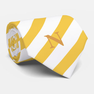 modern bright yellow stripes earthy monogram  tie