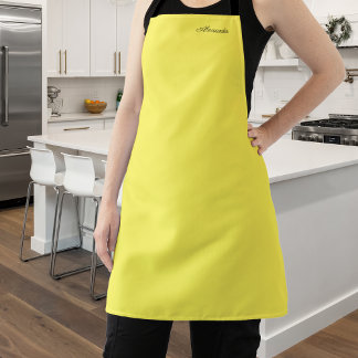 Modern  Bright yellow  template,  Black Script  Apron