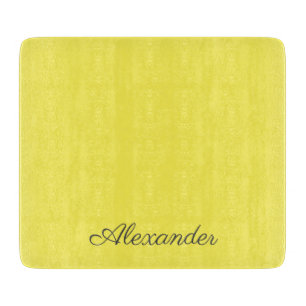 Modern Bright yellow template, Black Script Cutting Board