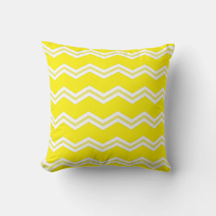 Modern bright yellow white chevron pattern cushion