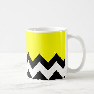 Modern Bright Yellow with Black and White Chevron Coffee Mug