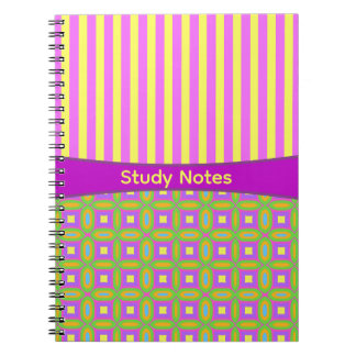 Modern Brightly Coloured Stripes & Squares Notebook