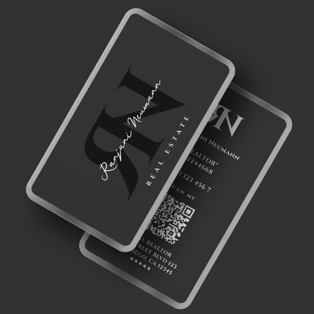 Modern Broker Realtor Mortgage Silver Border Business Card (Modern Broker Realtor Mortgage Silver Border Business Card
)