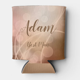 Modern Bronze Bokeh Lights & Typography Can Cooler