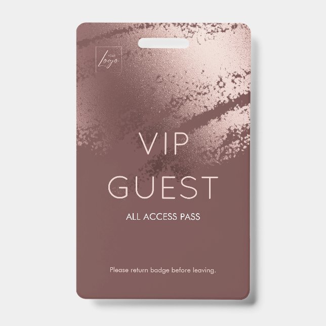 Modern Bronze Business Logo VIP Guest ID Badge (Front)