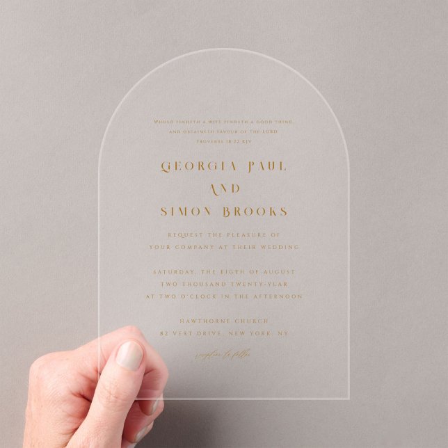 Modern Bronze Elegant Typography Christian Wedding Acrylic Invitations (Creator Uploaded)