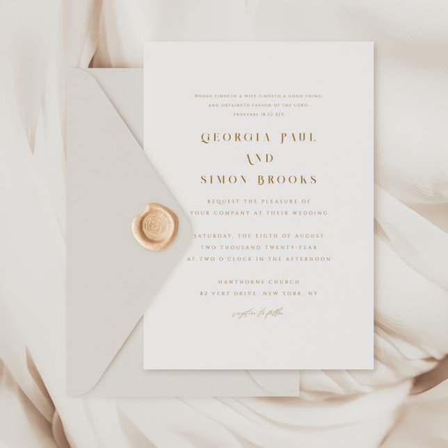 Modern Bronze Elegant Typography Christian Wedding Invitation (Creator Uploaded)