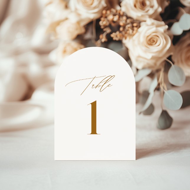 Modern Bronze Elegant Wedding Table Number Card (Creator Uploaded)