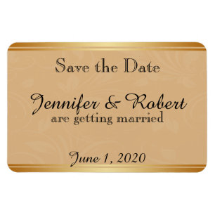 Modern Bronze Floral Wedding Save the Date Magnet