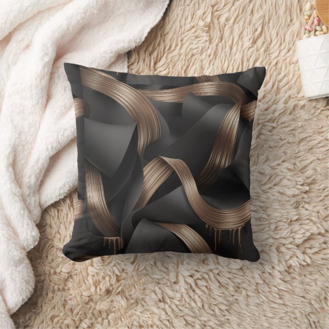 Modern Bronze Flow Luxury Masculine Accent Cushion (Blanket)