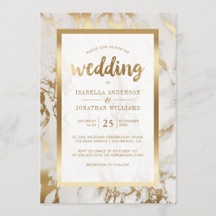 Modern Bronze & Marble Wedding Invitation