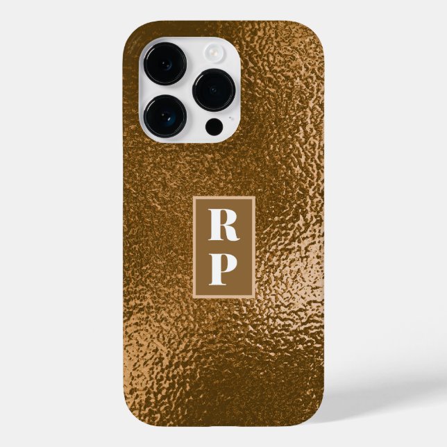 Modern Bronze Metallic Textured Case-Mate iPhone Case (Back)