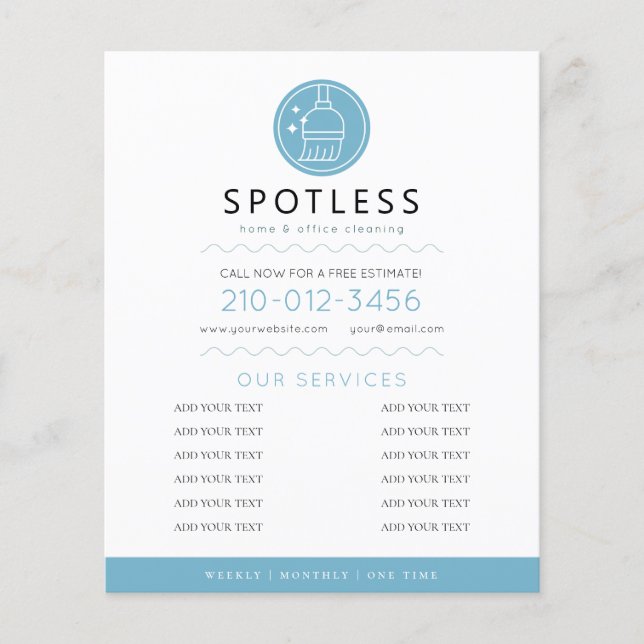 Modern Broom Logo Blue Cleaning Service Flyer (Front)