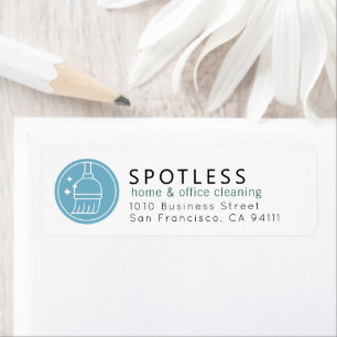 Modern Broom Logo Cleaning Service Return Address Label