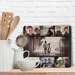 Modern Brother Best Friends Dark Photo Collage Cutting Board