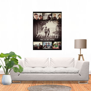 Modern Brother Best Friends Dark Photo Collage Poster