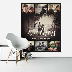 Modern Brother Best Friends Dark Photo Collage Tapestry