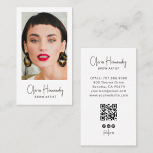 Modern Brow Artist Photo QR Code Business Card