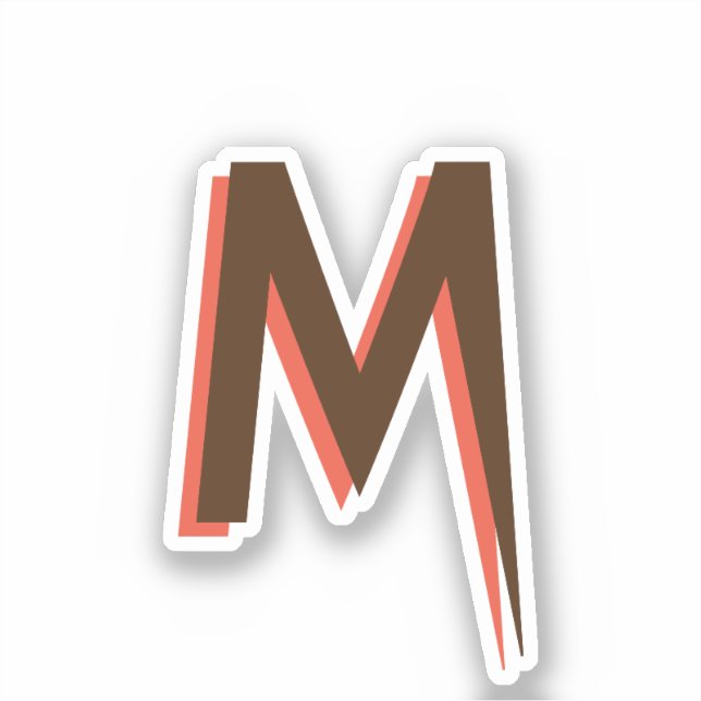 Modern Brown 3D Text Initial Letter | Salmon Pink  (Front)