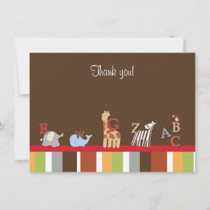 Modern Brown Alphabet Soup Flat Thank you Note Note Card