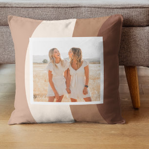 Modern Brown and Beige Shapes Photo Cushion