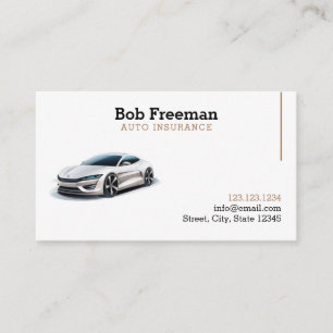 Modern Brown and White Automobile Insurance Business Card