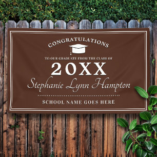 Modern Brown and White Graduation Banner