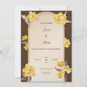 Modern Brown and Yellow Wedding Invitation