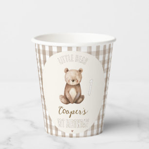 Modern Brown Arch Our Little Bear 1st Birthday Paper Cups