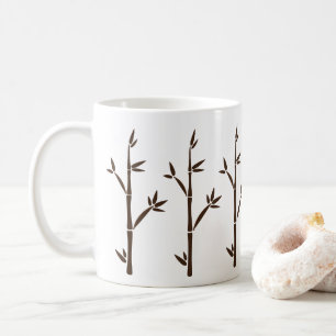 Modern Brown Bamboo Shoots and Leaves Silhouette Coffee Mug