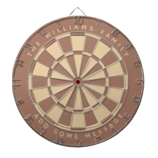 Modern Brown Beige Custom Family Name and Message  Dartboard