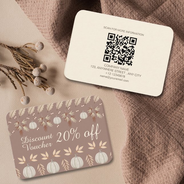 Modern Brown Beige Fall Pumpkin Spice Discount Card (Creator Uploaded)