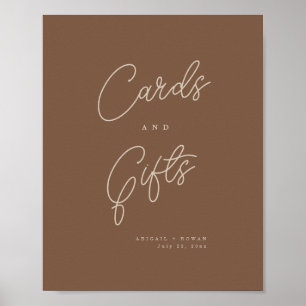 Modern Brown Beige Minimalist Cards & Gifts Sign