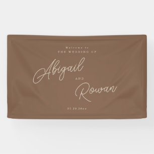 Modern Brown Beige Minimalist Wedding Welcome Banner