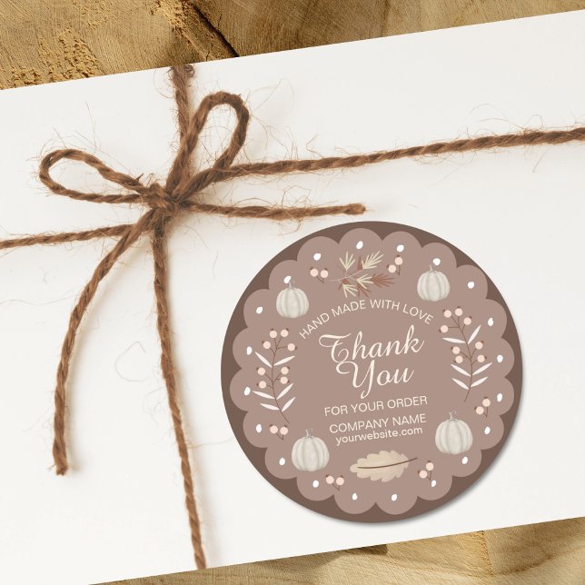 Modern Brown Beige Pumpkin Spice Fall Autumn Classic Round Sticker (Creator Uploaded)