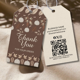 Modern Brown Beige Pumpkin Spice Fall Autumn Gift Tags