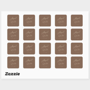 Modern Brown Beige Script Wedding Sticker