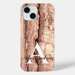 Modern brown beige sepia burnt orange granite  iPhone 15 case