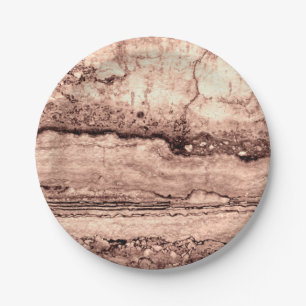 Modern brown beige sepia burnt orange granite  paper plate