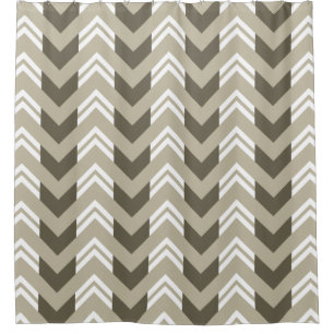 Modern Brown, Beige, White Chevron Pattern Shower Curtain