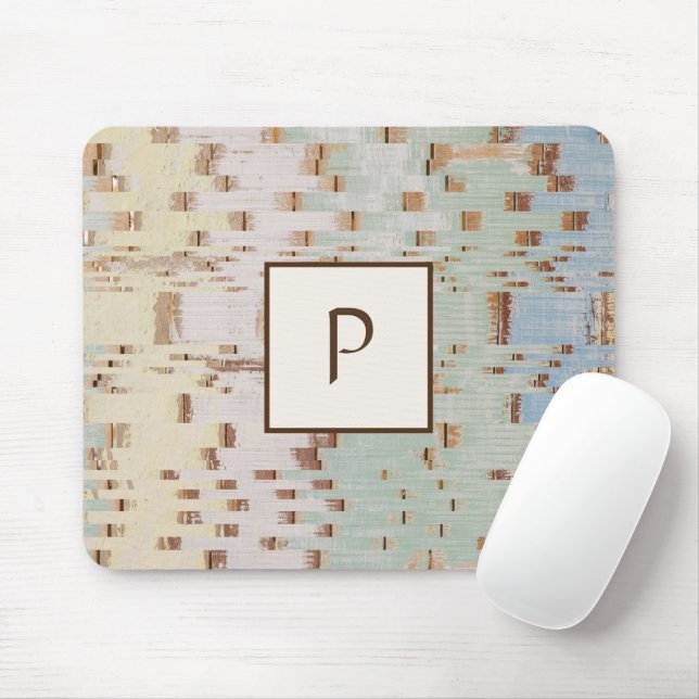 Modern Brown Blue Green Abstract Mouse Pad (With Mouse)